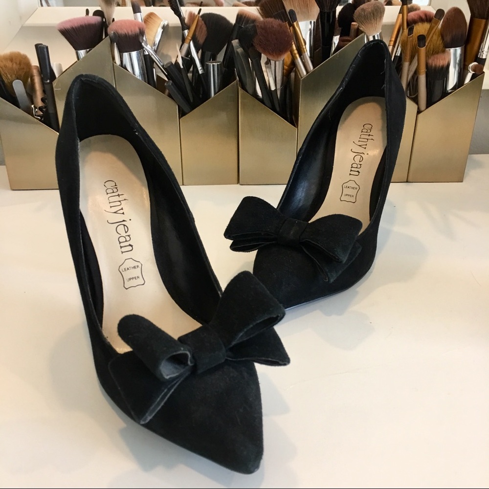 Cathy Jean Bow Black Suede (like Valentinos)